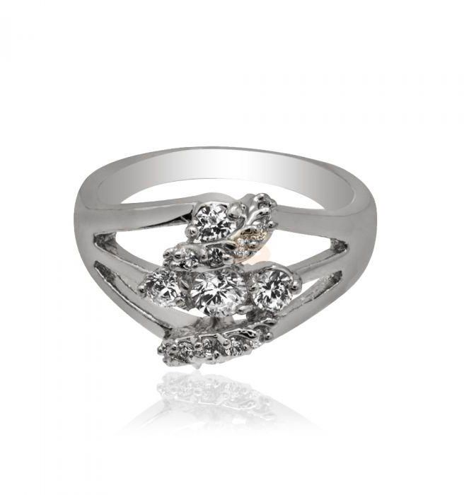 Silver Plated Ring With White Crystal [ANT019RI]