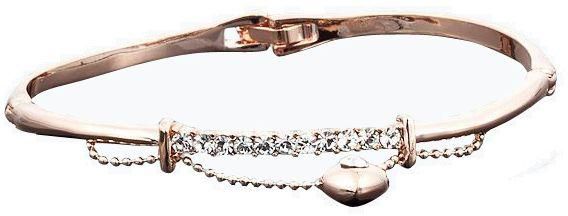 AZORA Gold Plated Stellux Austrian Crystal Heart Charm Bangled Bracelet