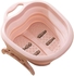 Aiwanto Foot Soaking Tub with Massage Rolling Balls Portable Collapsible Feet Relax Spa Large Heightening Foot Bath Basin Folding Barrel for Pedicure, Detox, and Massage (Pink)