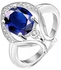 Mysmar Women's  White Gold Plated with Blue Crystal Jewelry Set - AR1038