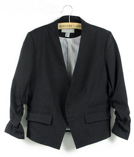 Sunweb OL Style Candy Color Thin Suit Outerwear 3/4 Sleeve Coat Casual Blazer Black