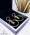 3Diamonds Earrings With The Letter N, Gold Plated Without Lobes - High Quality