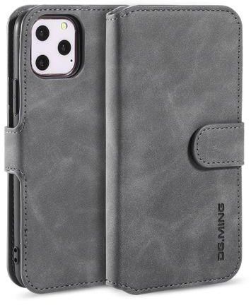 DG.MING Retro Oil Side Horizontal Flip Case With Holder & Card Slots & Wallet For IPhone 11 Pro Max(Grey)