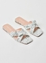 Knotted Cross-Over Strap Flat Sandals Light Green/Grey
