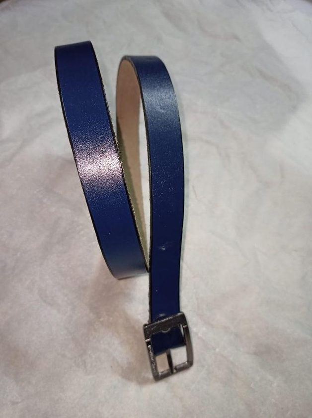 Dark Blue Natural Leather Belt