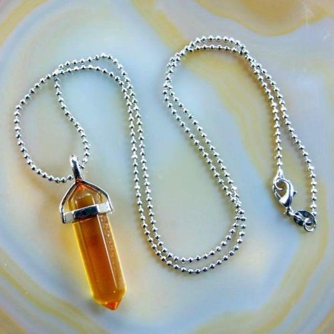 Sherif Gemstones Natural Citrine Hexagon Healing Stone Pendant Necklace
