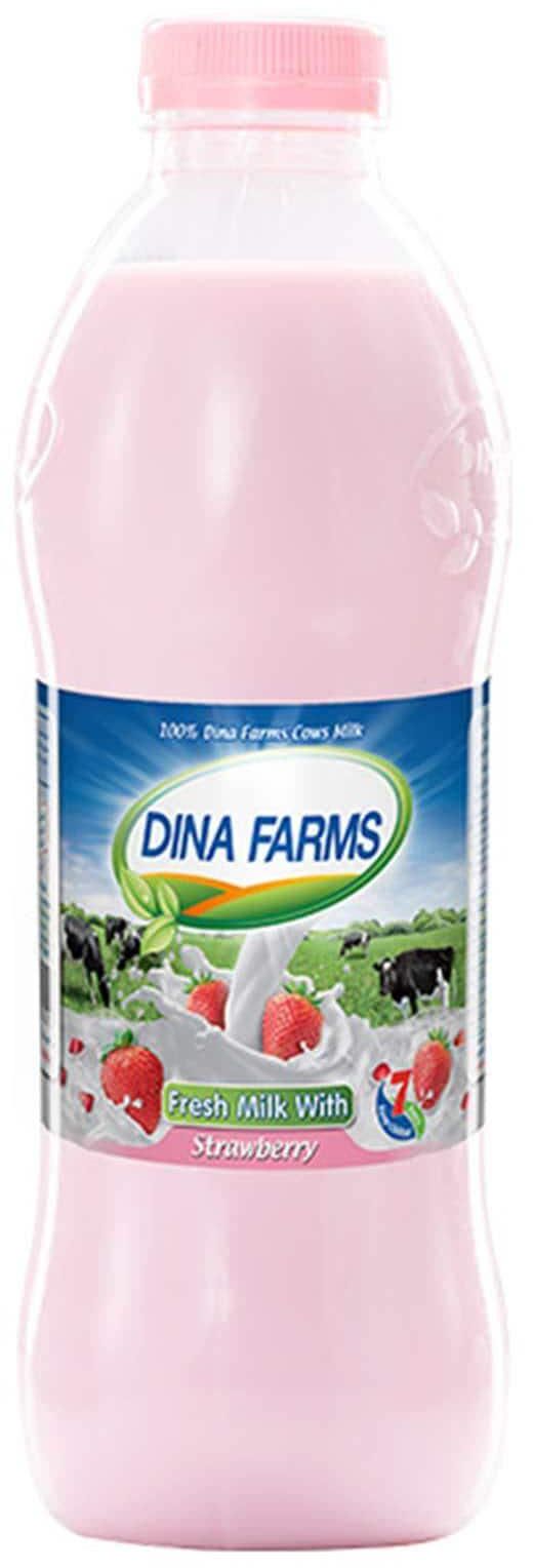 Dina Farm Fresh Milk with Strawberry - 850 ml