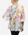Femina Floral Butterfly Sleeves Blouse - White, Orange, and Purple