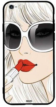 Protective Case Cover For Apple iPhone 6 Plus Girl Applying Red Lipstick