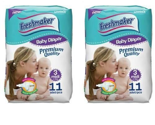 Freshmaker Baby Diapers FMBD Midi (5-9 Kg) 11 PCs Size 3 (x2) (Count 22)