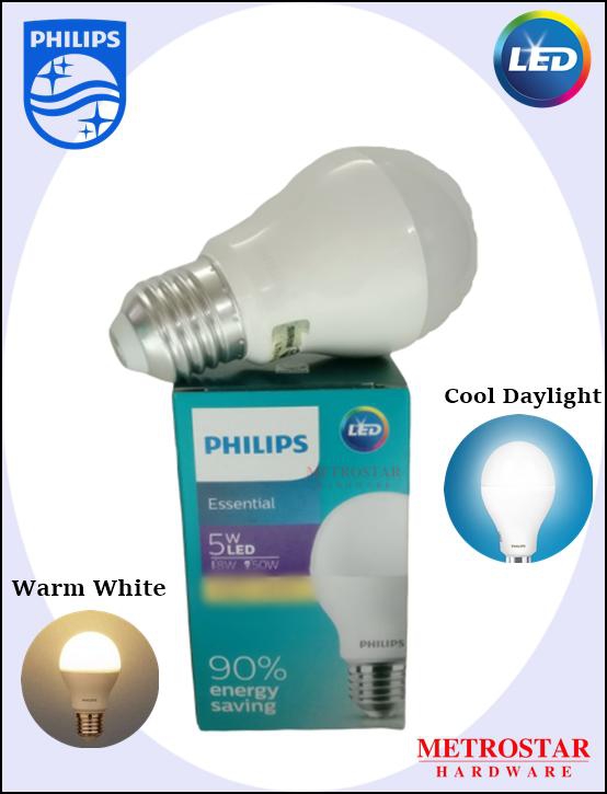Philips Essential 5W Led E27 Bulb (Cool Daylight - Warm White)