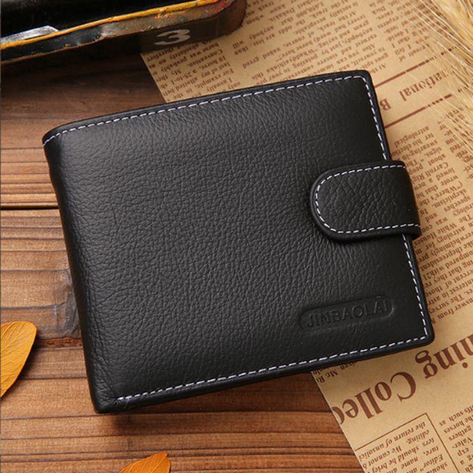 Jinbaolai Leather Men's Wallet Premium Product Real Wowhide Wallets-Black