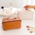 Large-Capacity Travel Cosmetic Bag | Leather Makeup Bag | Waterproof Portable Cosmetic Bag | Multifunctional Storage Makeup Bag | Travel Cosmetic Bag (Brown) (Black)