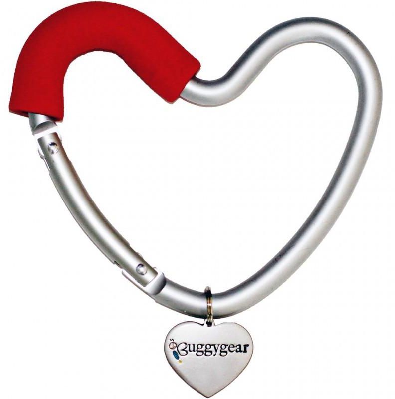 Buggygear Heart Shaped Stroller Hook - Silver and Red