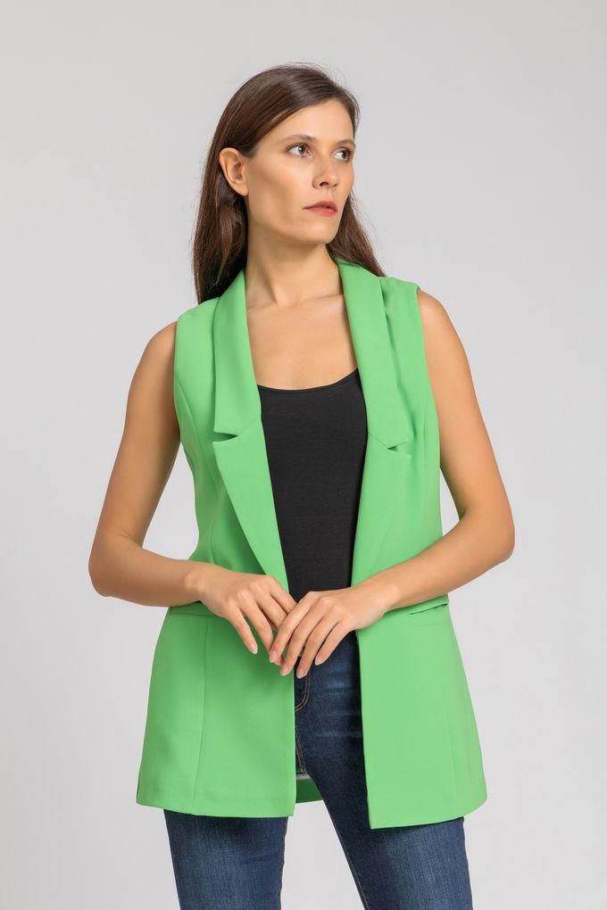 Esla Side Pockets Sleeveless Statement Vest - Light Green