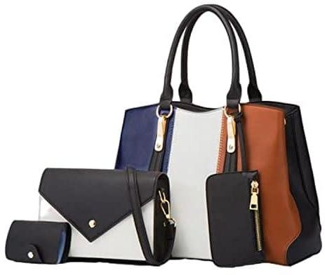 Women's Tote Bag - Set of 4 Bags (Black and White)
