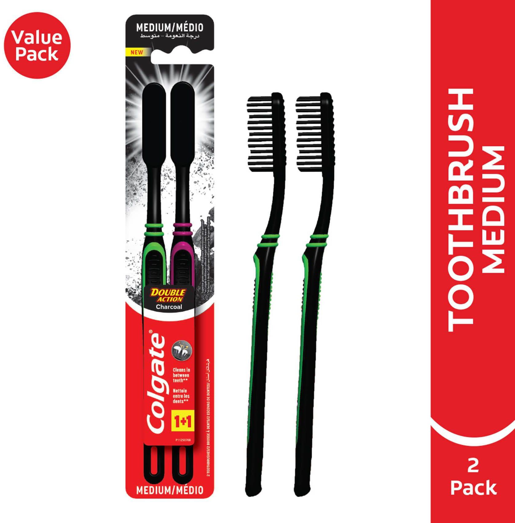 Colgate Double Action Charcoal Toothbrush (Twin Pack)