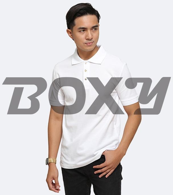 Boxy Classic Polo Cotton Shirts - 6 Sizes (White)
