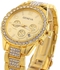 Geneva Watch With Crystal Accents And Stainless Steel Bracelet Band Quartz Watch