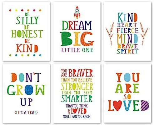 Inspirational Wall Art for Kids Boys Girls Nursery Prints Set of 4,8x10 Unframed,Motivational Quotes Posters Wall Décor for Nursery Bedroom