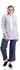 Round Neckline Front Zip Long Blouse - Size: XL (Blue/White)