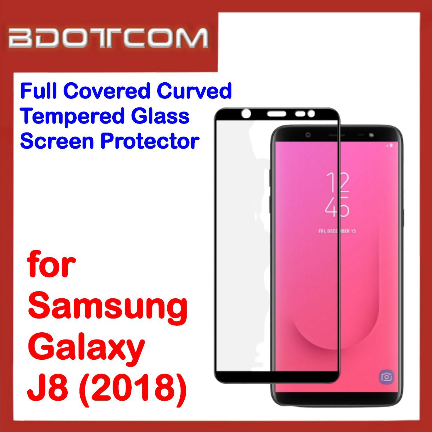 Bdotcom Full Covered Tempered Glass Screen Protector for Samsung J8 2018 (Black)