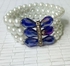 Fashion Womens White/Blue Triple Strand Pearl Bracelet