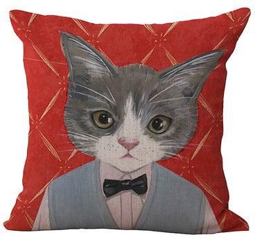 Decorative Cat Printed Cushion Cover Multicolour 45 x 45cm