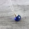 Deep Royal Blue Sterling Silver Pendant Necklace - 18 Inch Length