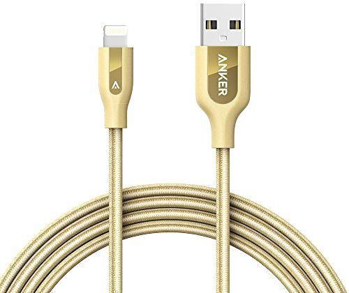 Anker 6ft PowerLine+ Lightning Nylon Braided Cable, Apple MFi Certified - Gold, A8122HB1