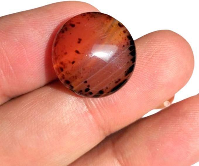Sherif Gemstones حجر عقيق طبيعي فاخر بناحيتين وجهيم ومثقوب لسهولة الاستخدام لعمل خاتم او دلاية