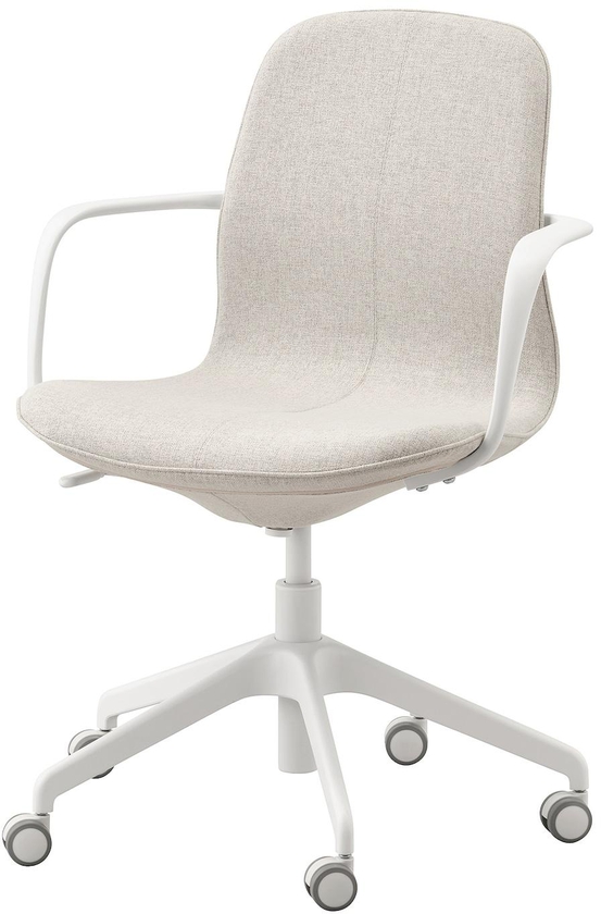 LÅNGFJÄLL Conference chair with armrests - Gunnared beige/white