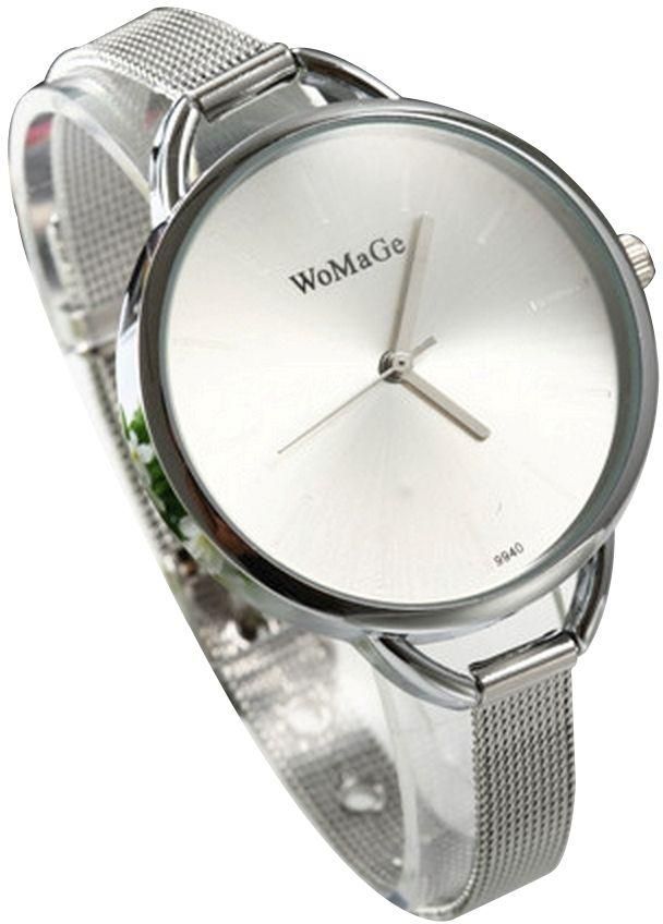 WoMaGe Fashion Stainless Steel White Wristwatch for Ladies Womens