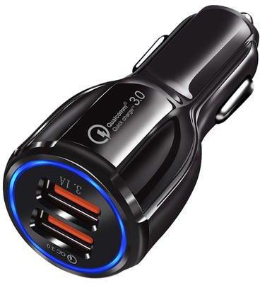 2-USB Port Quick Car Charger Black