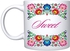 Customized Ceramic Multi Colored Flower Print Mug