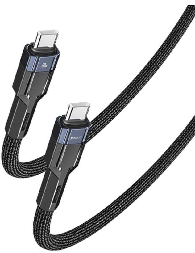 Yesido CA108 1.2m 60W USB-C / Type-C to Type-C OD0.6 Charging Data Cable(Black+Blue)
