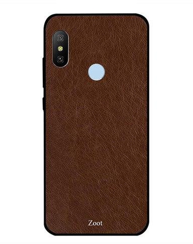 Protective Case Cover For Xiaomi Redmi Note 6 Pro Dark Brown Leather Pattern