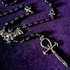 Gothic Cross Round Beaded Bat Pendant Necklace