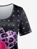 Plus Size Short Sleeve Leopard Heart Print T-shirt - 5x | Us 30-32