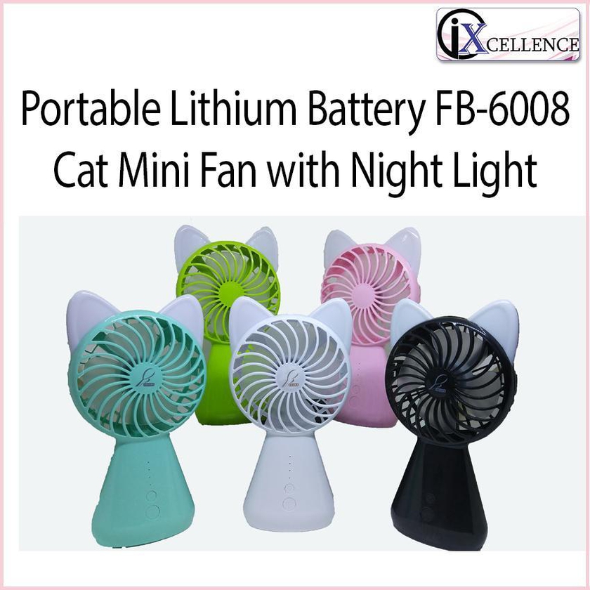 IX Portable Lithium Battery Cat Mini Handheld Fan with Night Light (5 Colors)