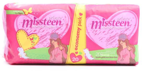 Private Miss Teen Extra Thin Normal Pads  with Wings 20 Pads