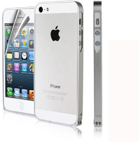 Super Thin Metal Bumper Frame with Home button Sticker & Screen Protector for iPhone 5 5S - SILVER