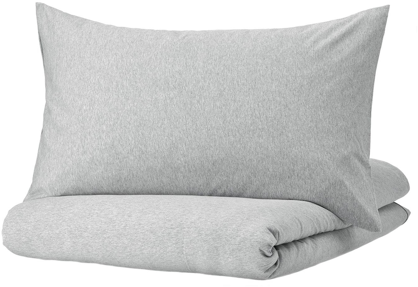 SPJUTVIAL Duvet cover and pillowcase - light grey/mélange 150x200/50x80 cm