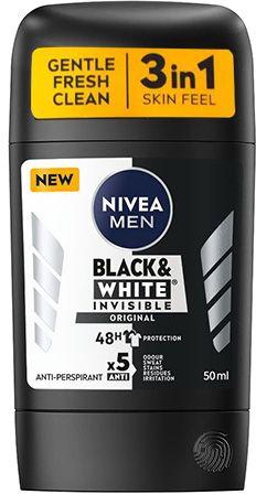 Nivea Black & White Invisible Anti-Perspirant Stick For Men - 50ml 
