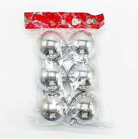 Party Time 6ct 6cm Shiny Silver Christmas Balls Ornaments - Shatterproof Small Hanging Ball Decorative Xmas Balls for Holiday Wedding Party Christmas Tree Decoration