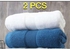 Generic Polo Cotton White & Blue Bathing Towel---