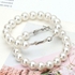 Korean Style Elegant White Pearls Hoop Silver Earrings Pearl Circle