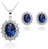Platinum Plated WEDDING ENGAGEMENT Blue Crystal Women Necklace and Earring Jewelry set