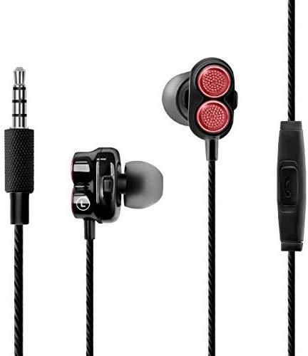 Samsung Galaxy S9 Earphones, Lightweight Portable Wired Headphones Stereo Noise Cancelling HiFi Super Bass Dual Dynamic Driver Headset with Microphone and Tangle-Free Cable, Promate Onyx Red