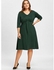 Plus Size Knot V Neck Midi Jersey Dress - Blackish Green - 6xl